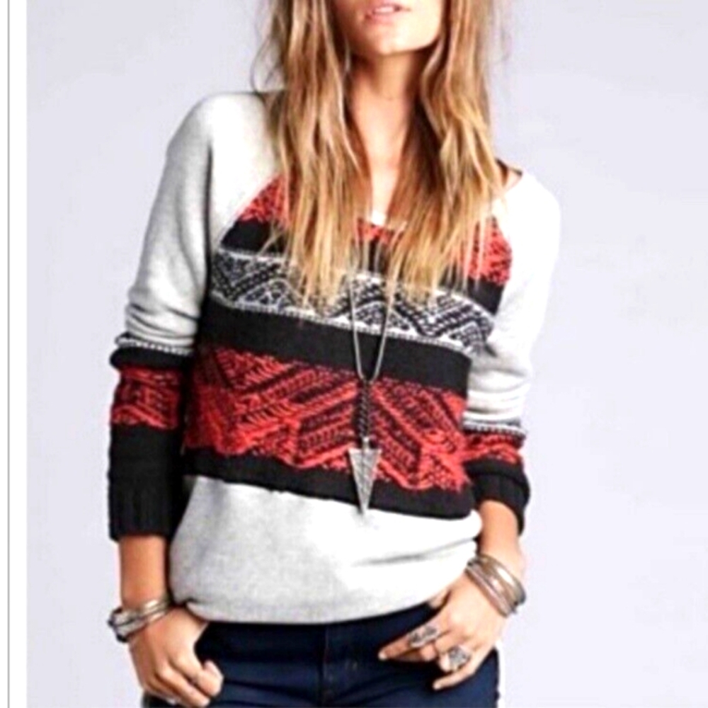 Free People Snow Angel Pullover Boho Aztec Sweater